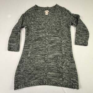 Glimmer By J.J. Basics Grey Marled Cable Knit Tunic Sweater Size L